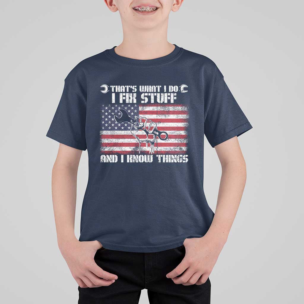 Patriotic Mechanic American Flag Car Repairman T Shirt For Kid - Wonder Print Shop