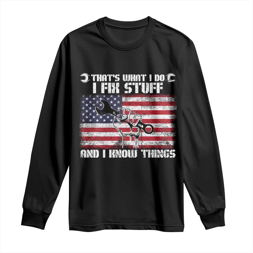Patriotic Mechanic American Flag Car Repairman Long Sleeve Shirt - Wonder Print Shop
