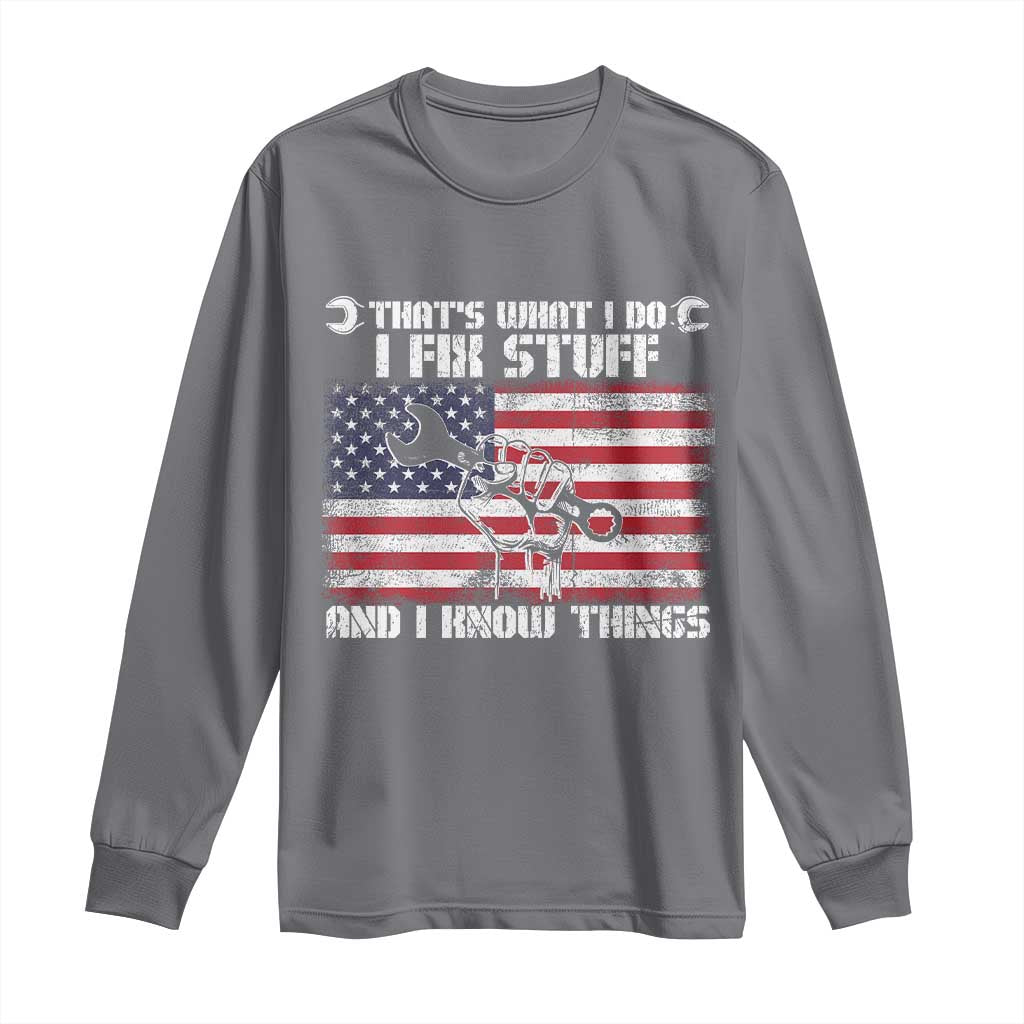 Patriotic Mechanic American Flag Car Repairman Long Sleeve Shirt - Wonder Print Shop