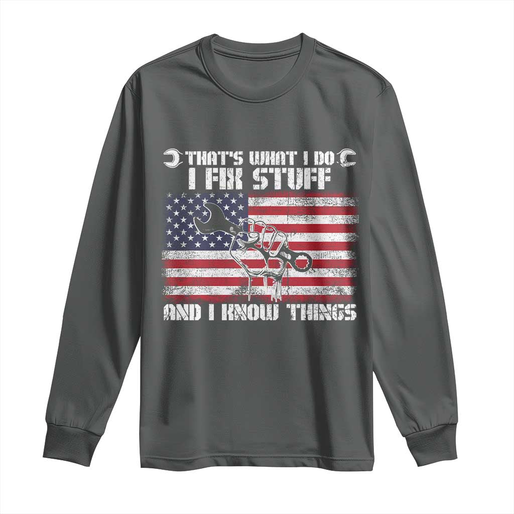 Patriotic Mechanic American Flag Car Repairman Long Sleeve Shirt - Wonder Print Shop
