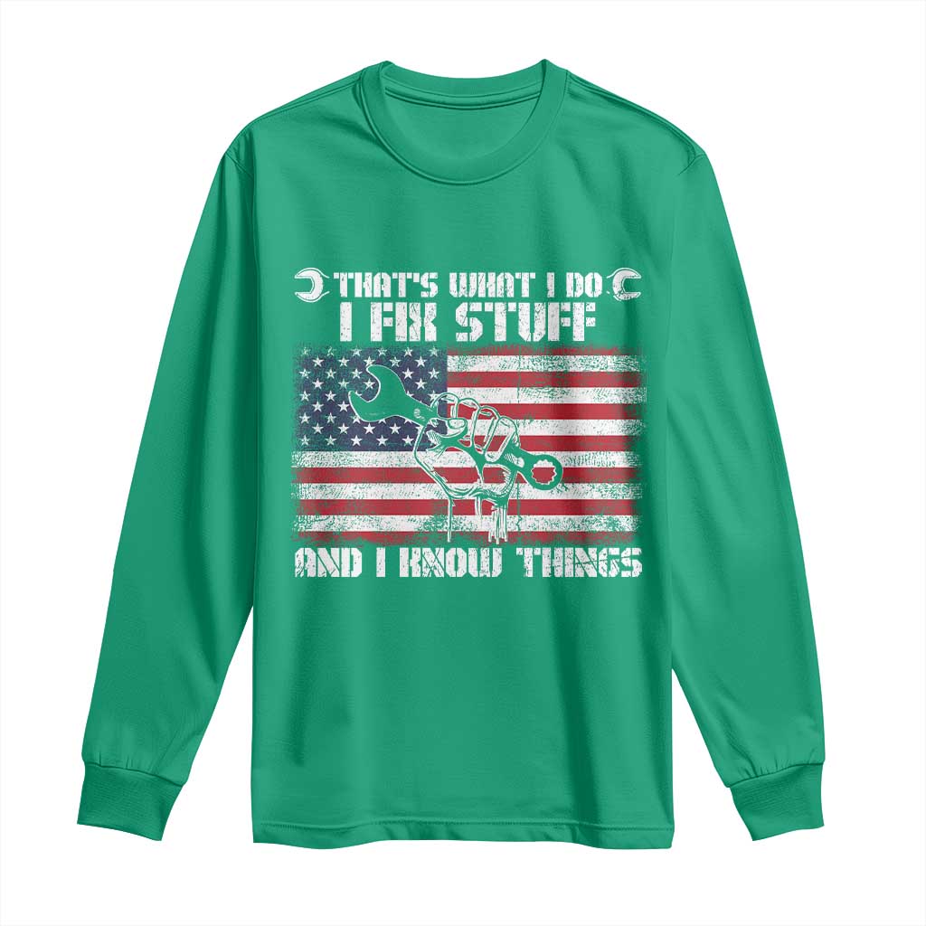 Patriotic Mechanic American Flag Car Repairman Long Sleeve Shirt - Wonder Print Shop