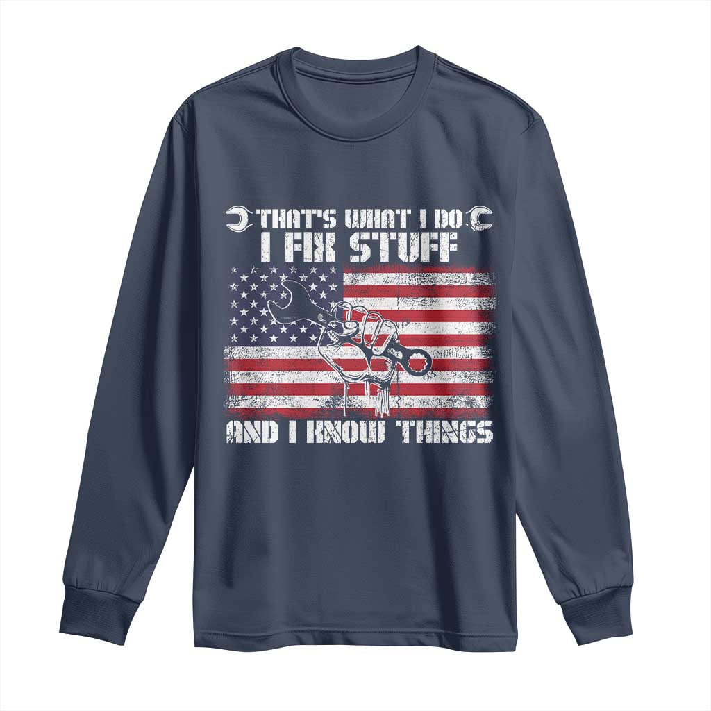 Patriotic Mechanic American Flag Car Repairman Long Sleeve Shirt - Wonder Print Shop