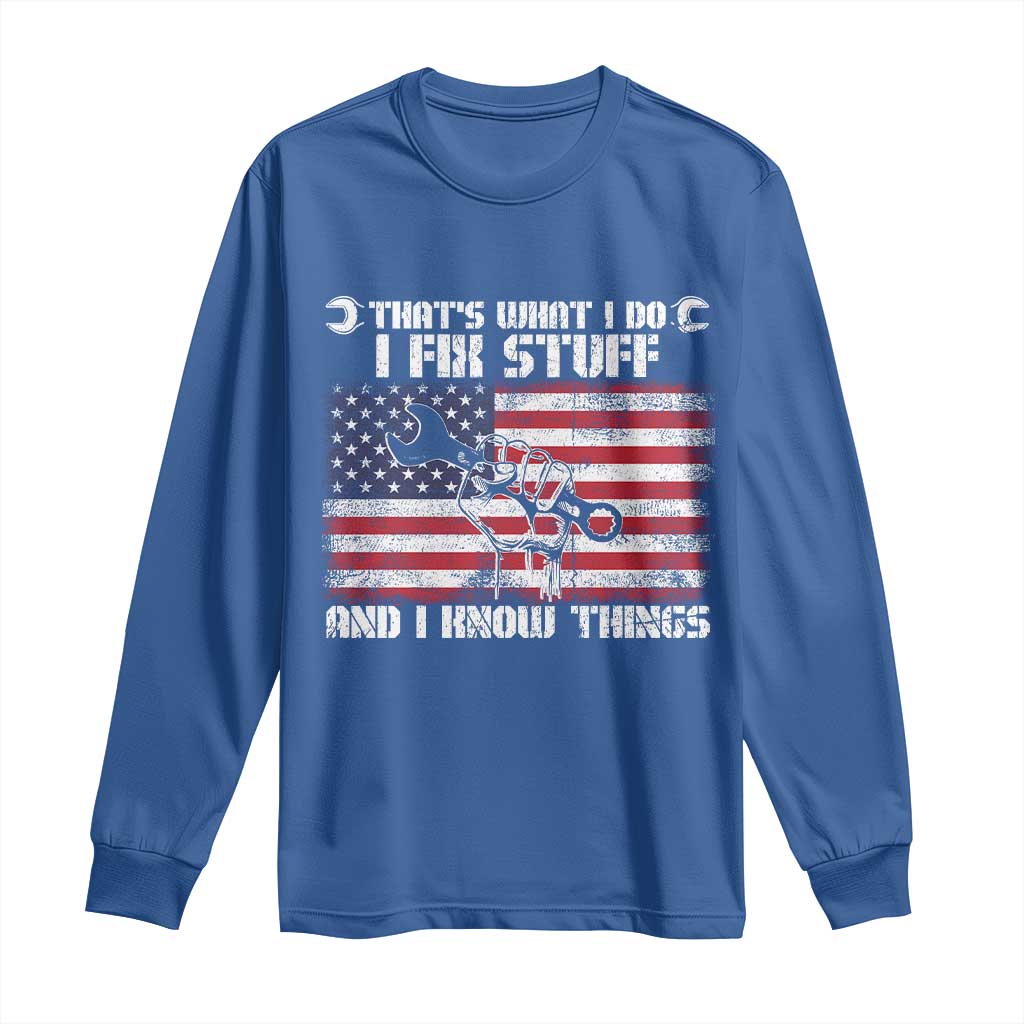 Patriotic Mechanic American Flag Car Repairman Long Sleeve Shirt - Wonder Print Shop