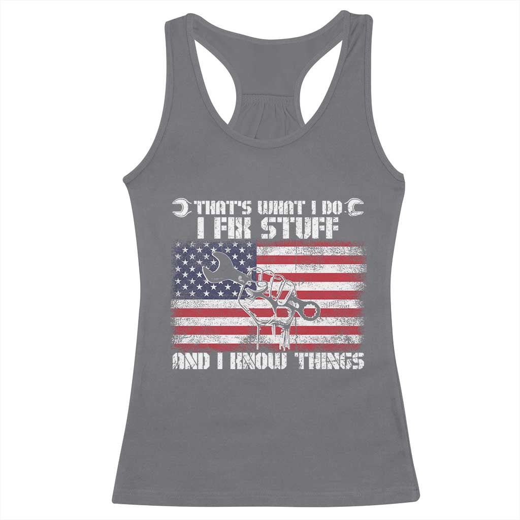 Patriotic Mechanic American Flag Car Repairman Racerback Tank Top - Wonder Print Shop