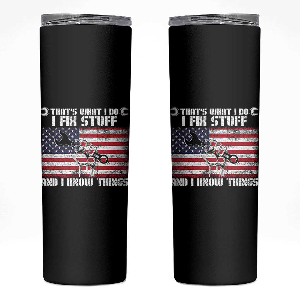 Patriotic Mechanic American Flag Car Repairman Skinny Tumbler