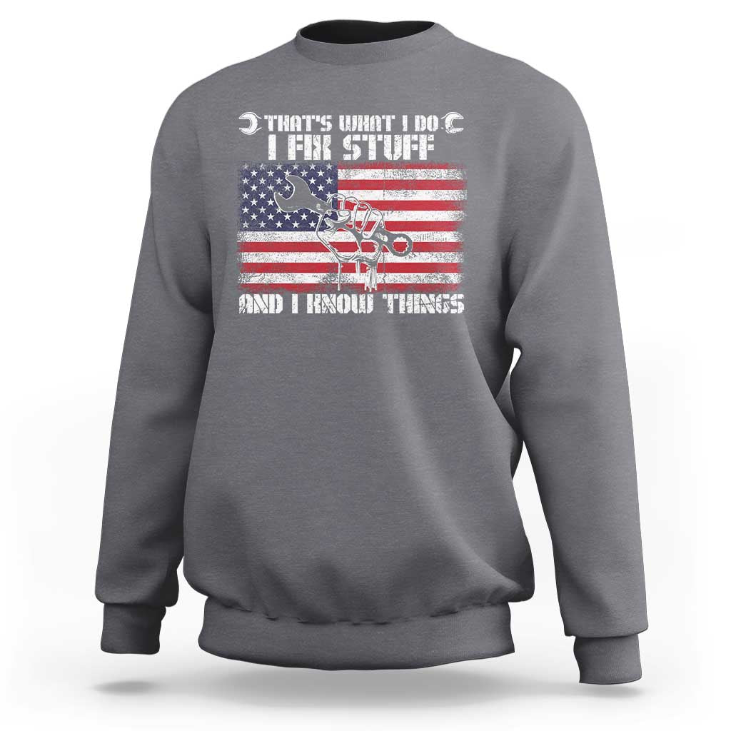 Patriotic Mechanic American Flag Car Repairman Sweatshirt - Wonder Print Shop