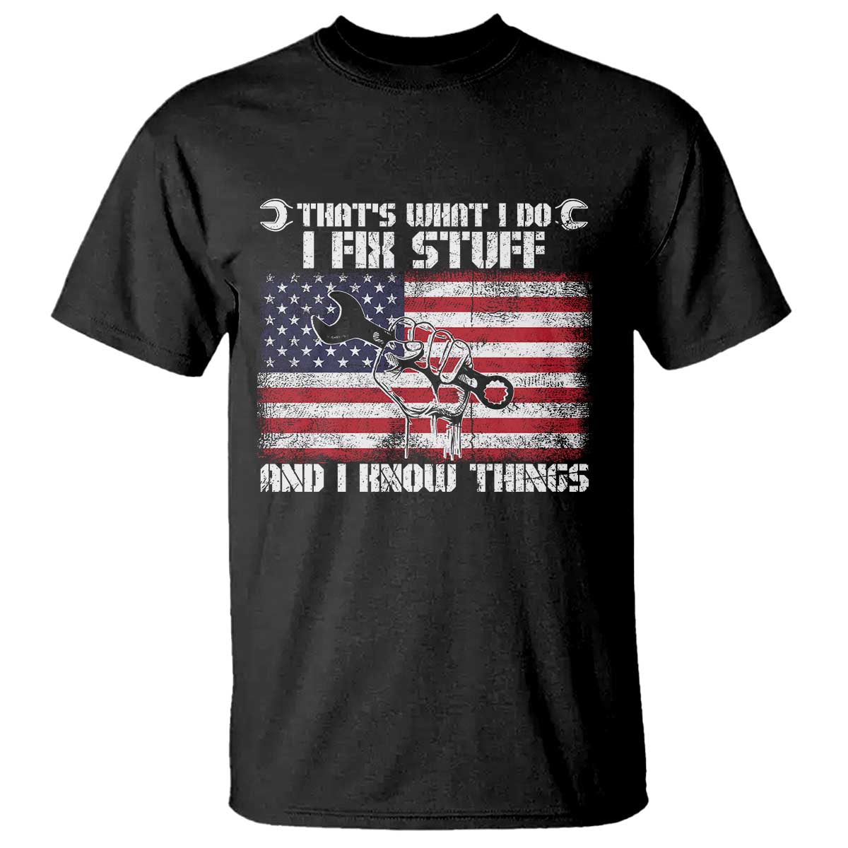 Patriotic Mechanic American Flag Car Repairman T Shirt - Wonder Print Shop