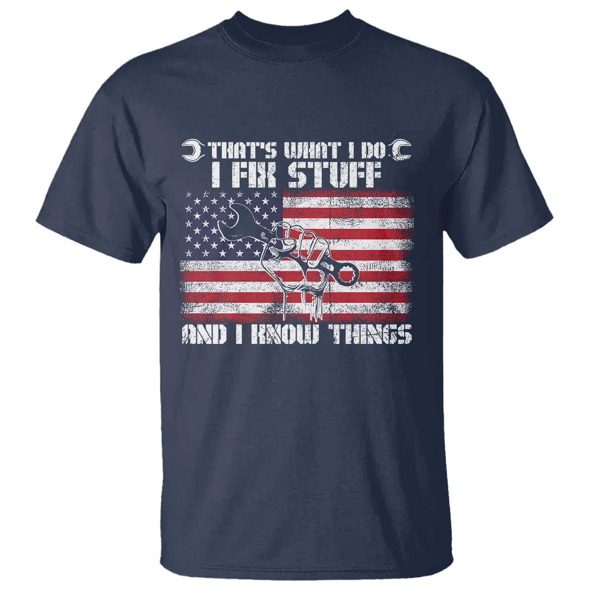 Patriotic Mechanic American Flag Car Repairman T Shirt - Wonder Print Shop