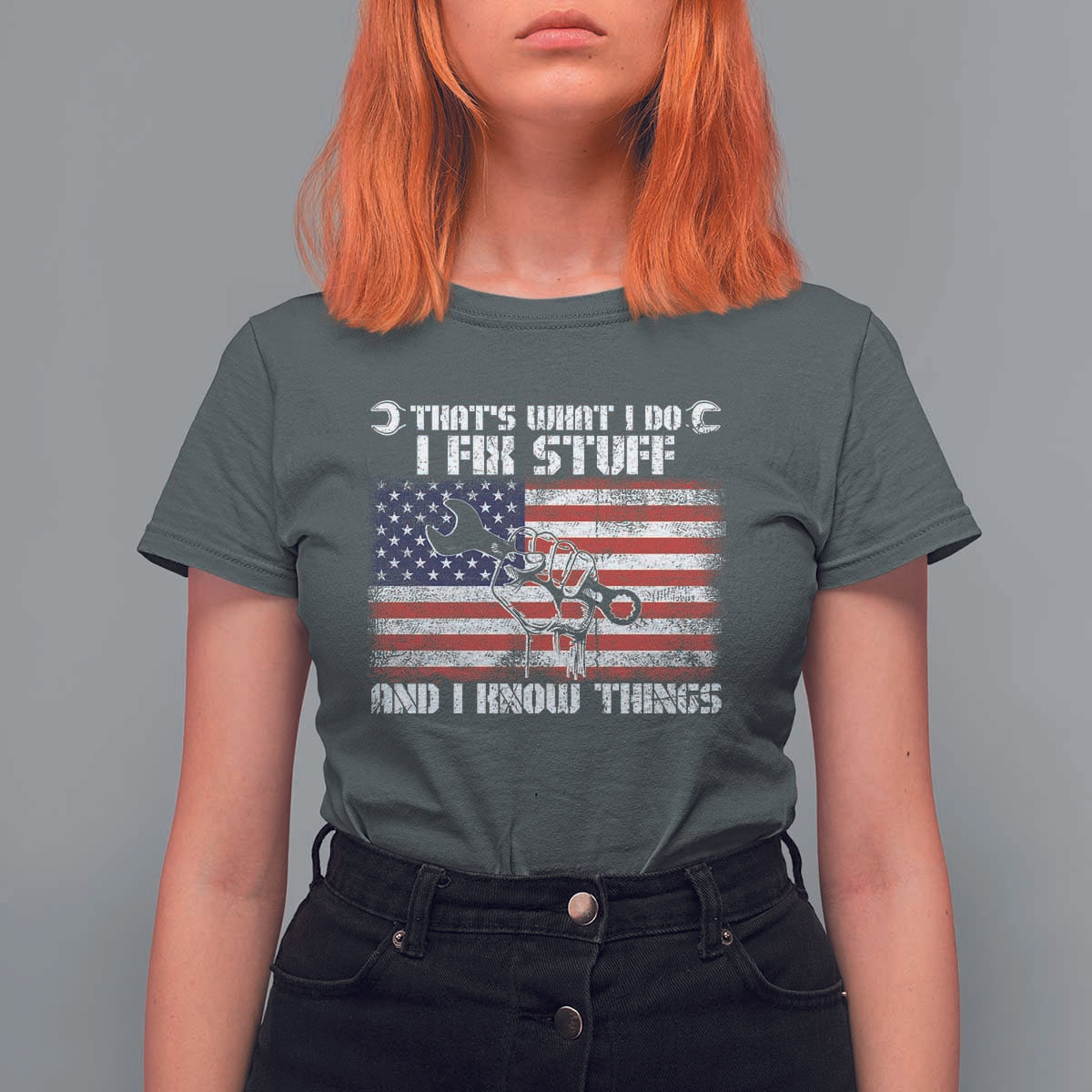 Patriotic Mechanic American Flag Car Repairman T Shirt For Women - Wonder Print Shop