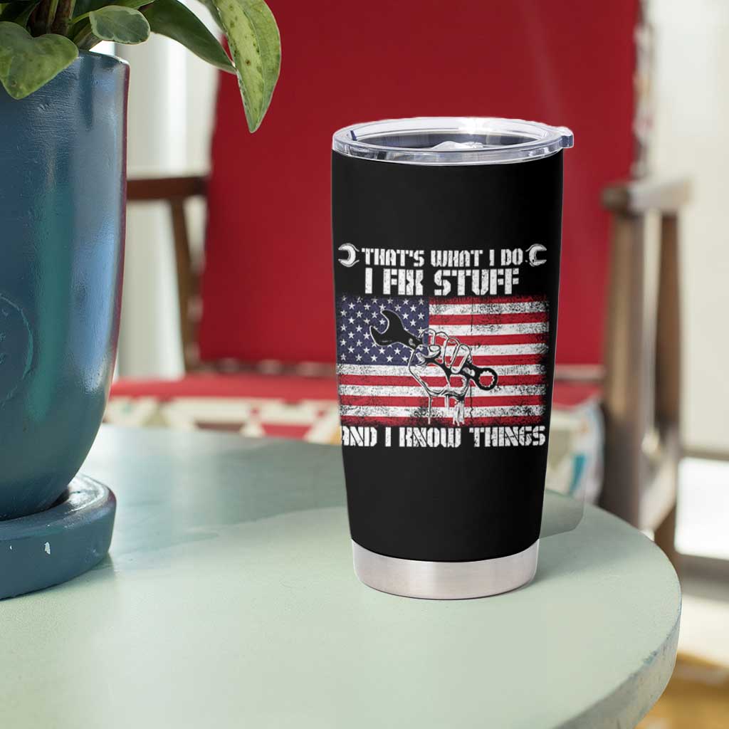 Patriotic Mechanic American Flag Car Repairman Tumbler Cup