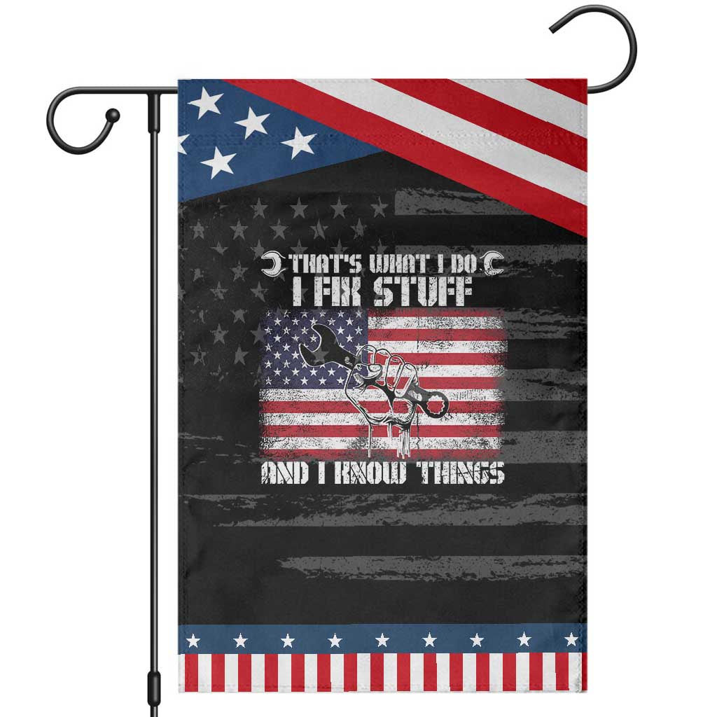 Patriotic Mechanic American Flag Car Repairman Garden Flag