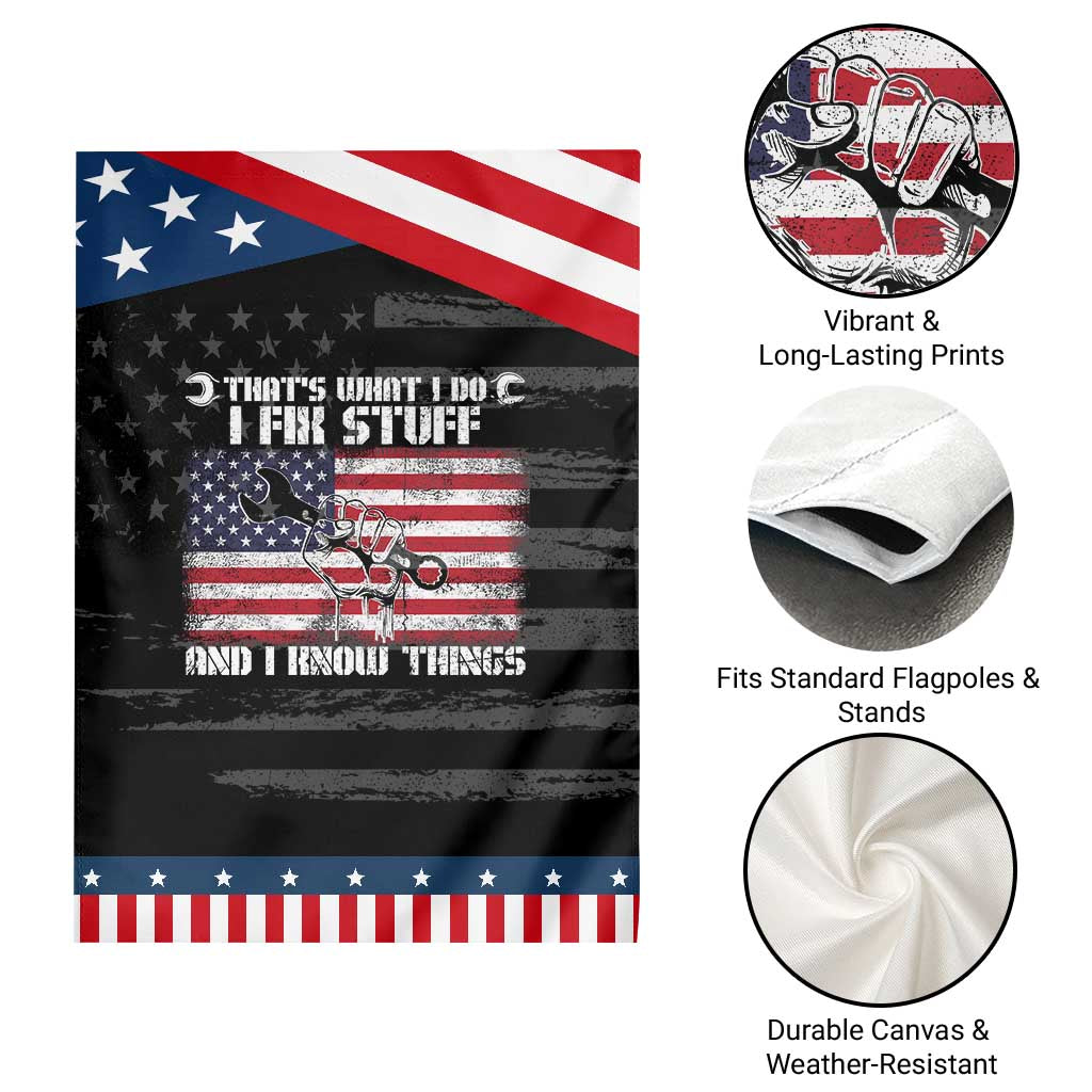 Patriotic Mechanic American Flag Car Repairman Garden Flag