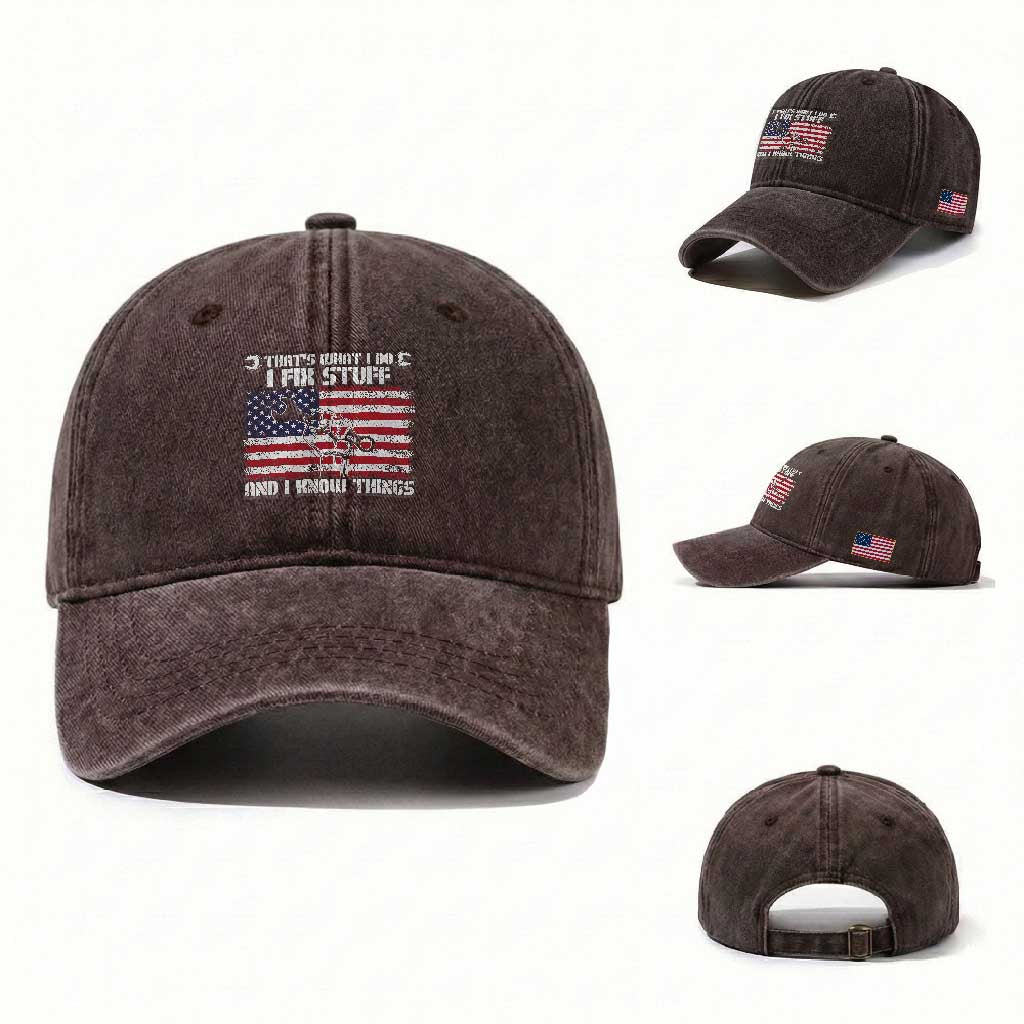 Patriotic Mechanic American Flag Car Repairman Washed Cotton Baseball Cap