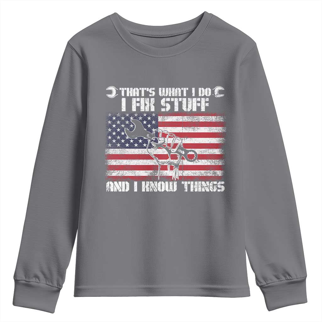 Patriotic Mechanic American Flag Car Repairman Youth Sweatshirt - Wonder Print Shop
