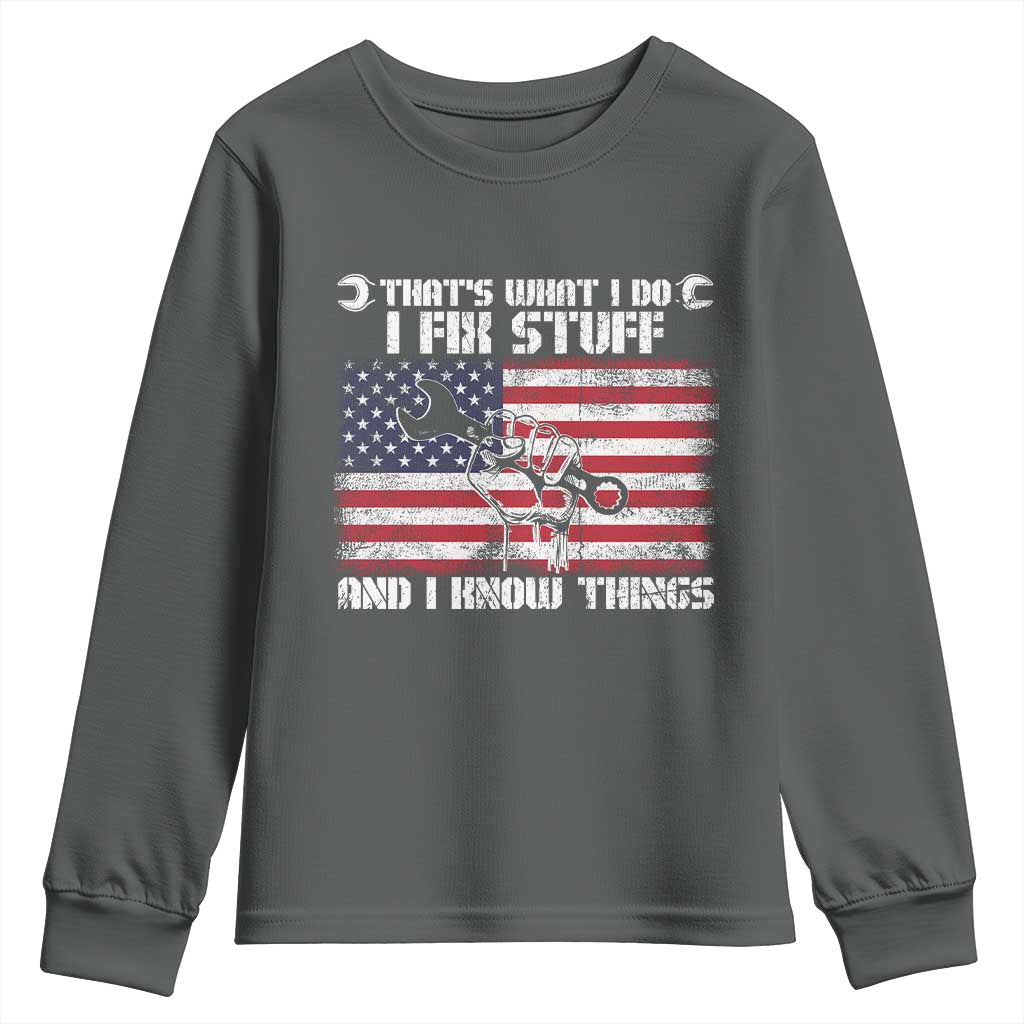 Patriotic Mechanic American Flag Car Repairman Youth Sweatshirt - Wonder Print Shop