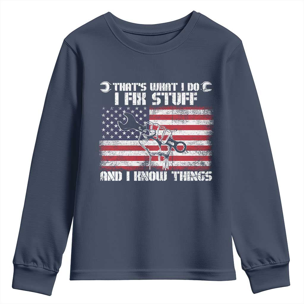 Patriotic Mechanic American Flag Car Repairman Youth Sweatshirt - Wonder Print Shop