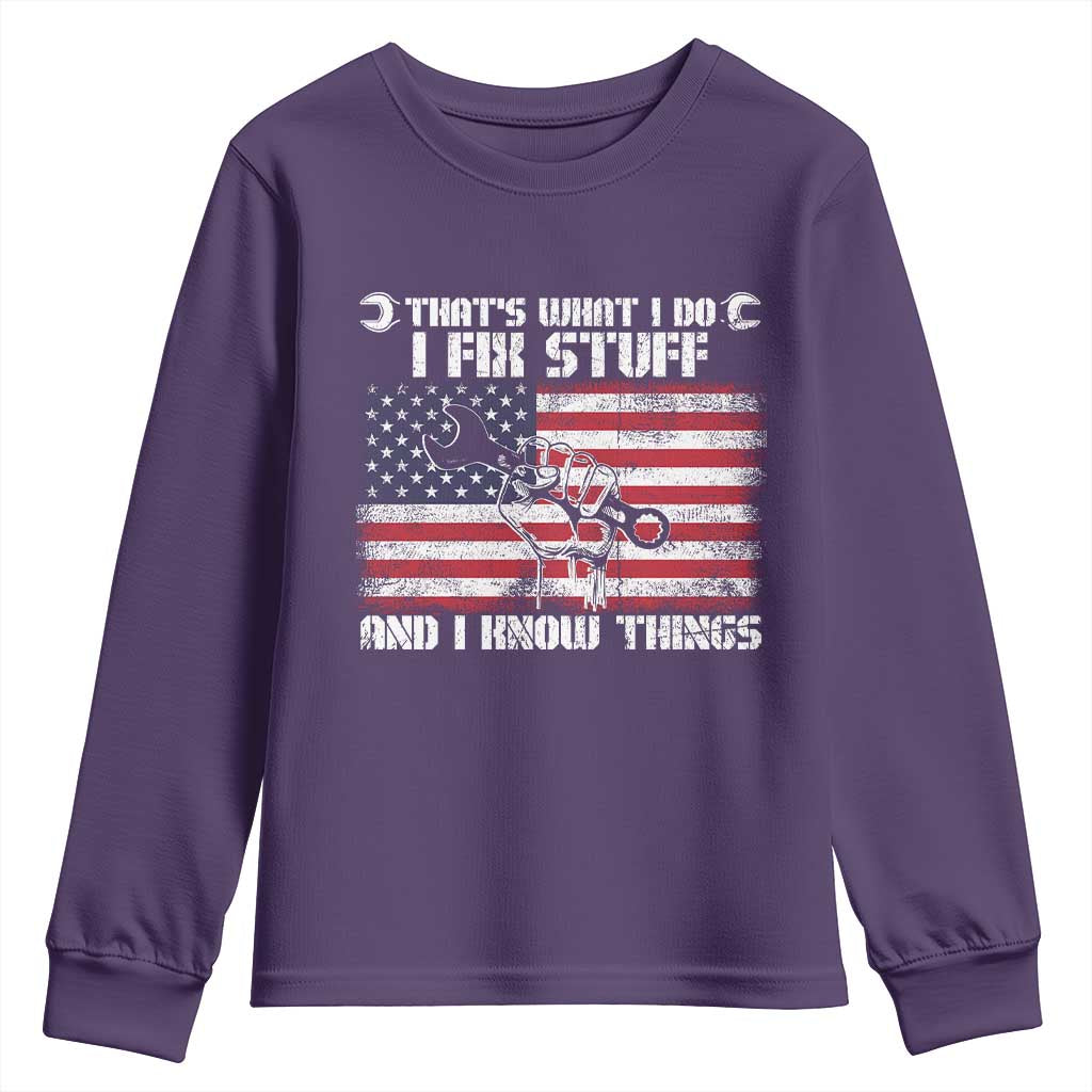 Patriotic Mechanic American Flag Car Repairman Youth Sweatshirt - Wonder Print Shop