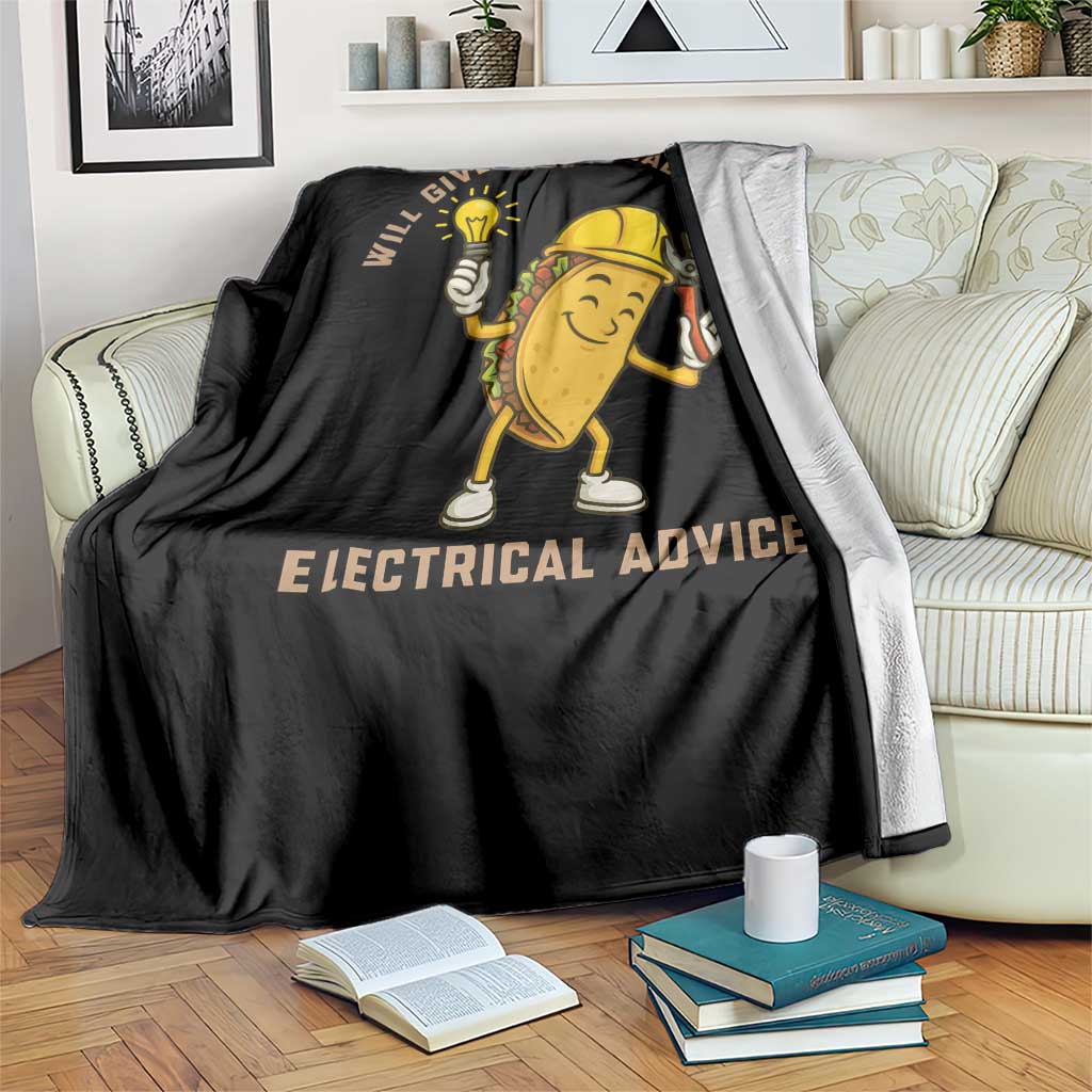 Funny Electrician Throw Blanket This Electrician Will Work For Tacos - Wonder Print Shop