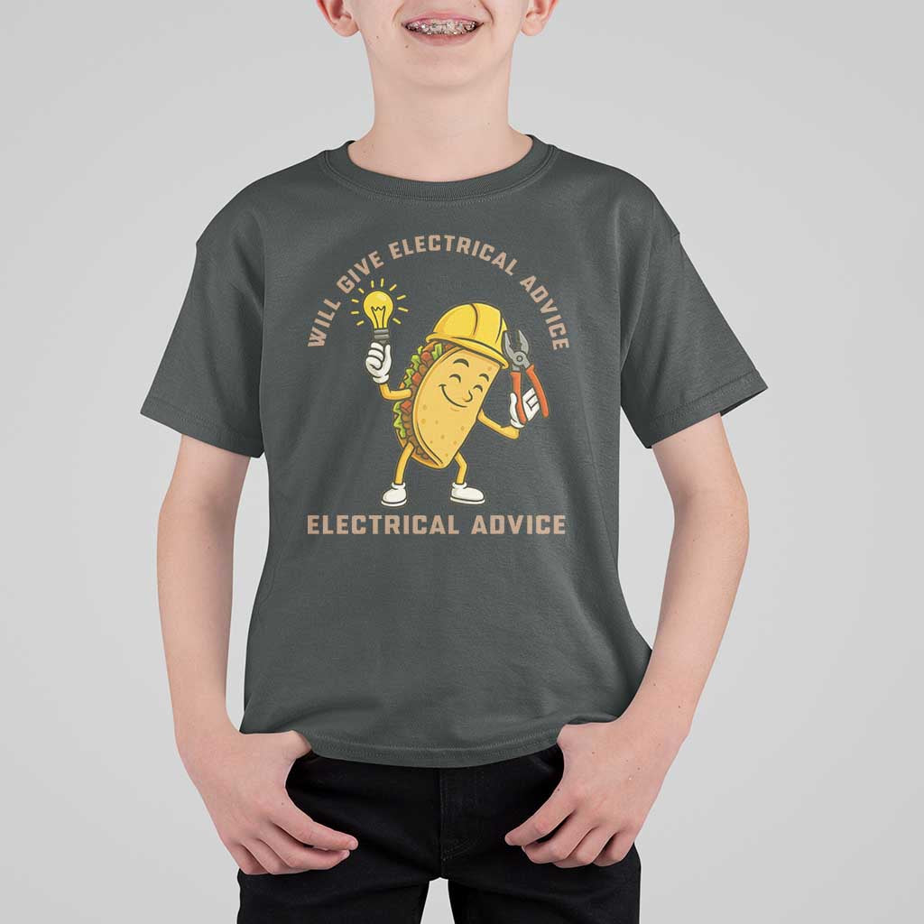 Funny Electrician T Shirt For Kid This Electrician Will Work For Tacos - Wonder Print Shop
