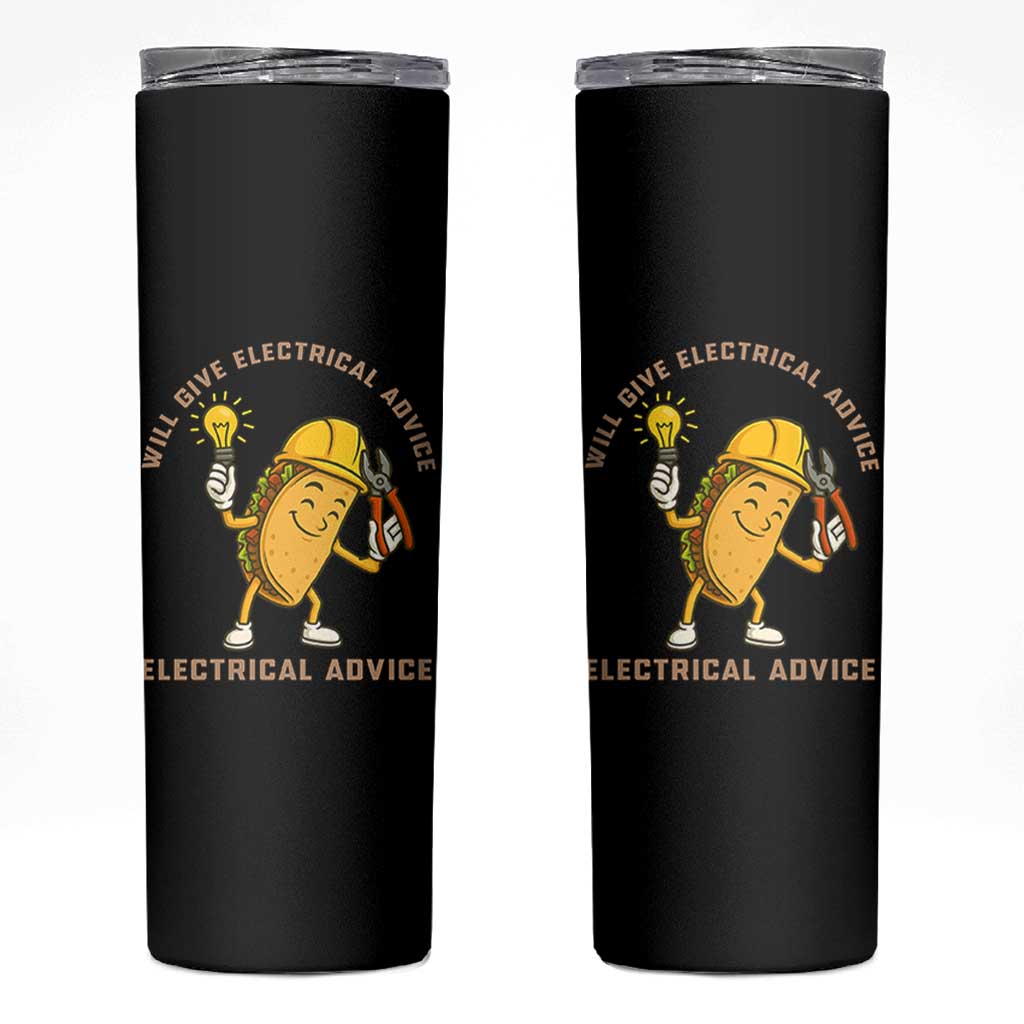 Funny Electrician Skinny Tumbler This Electrician Will Work For Tacos