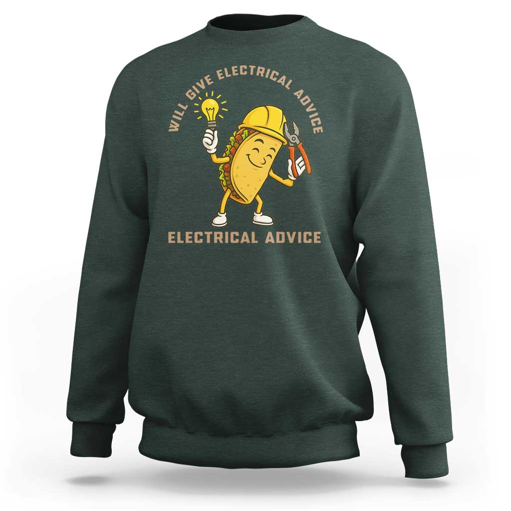 Funny Electrician Sweatshirt This Electrician Will Work For Tacos - Wonder Print Shop