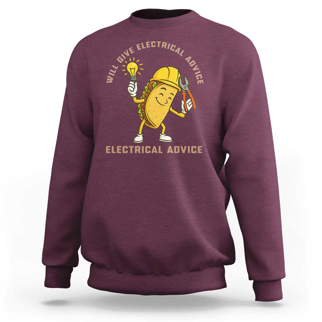 Funny Electrician Sweatshirt This Electrician Will Work For Tacos - Wonder Print Shop