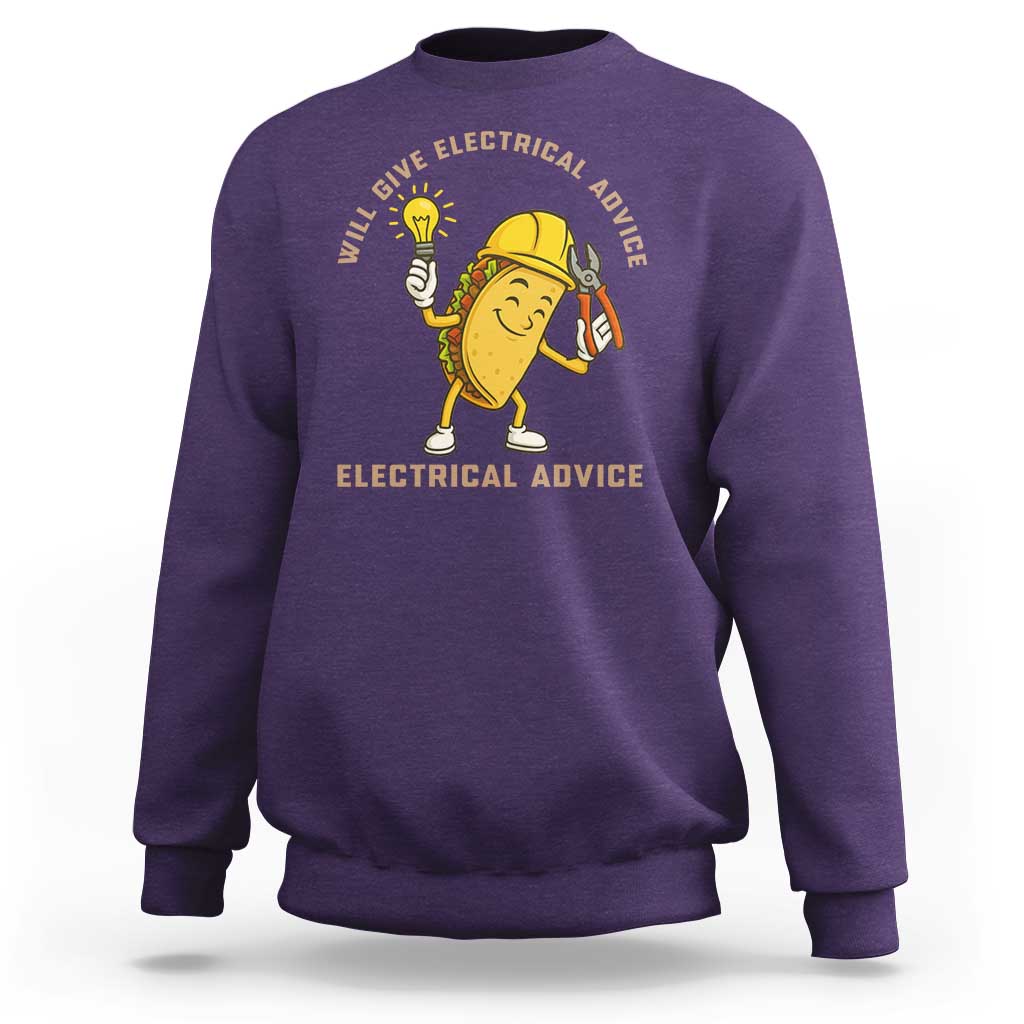 Funny Electrician Sweatshirt This Electrician Will Work For Tacos - Wonder Print Shop