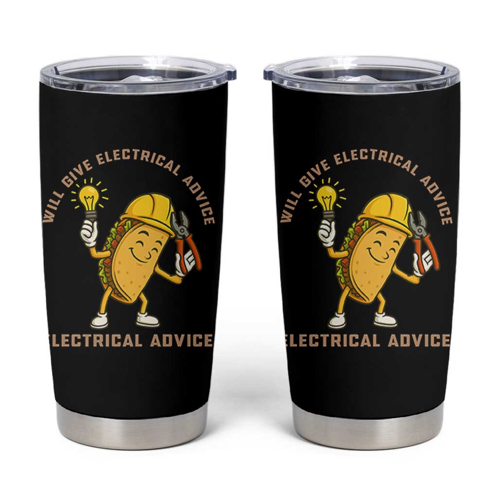 Funny Electrician Tumbler Cup This Electrician Will Work For Tacos
