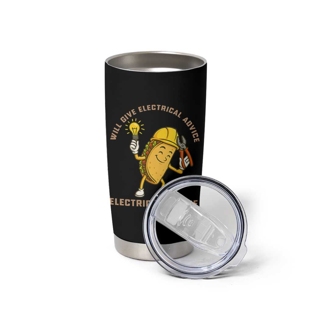 Funny Electrician Tumbler Cup This Electrician Will Work For Tacos