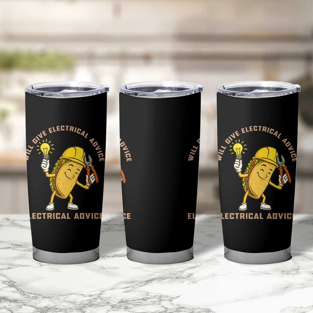 Funny Electrician Tumbler Cup This Electrician Will Work For Tacos