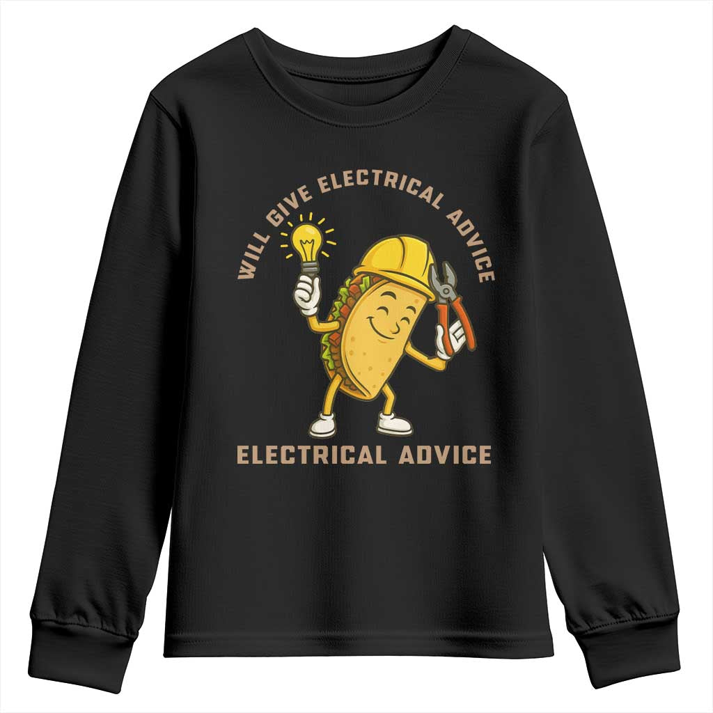Funny Electrician Youth Sweatshirt This Electrician Will Work For Tacos - Wonder Print Shop