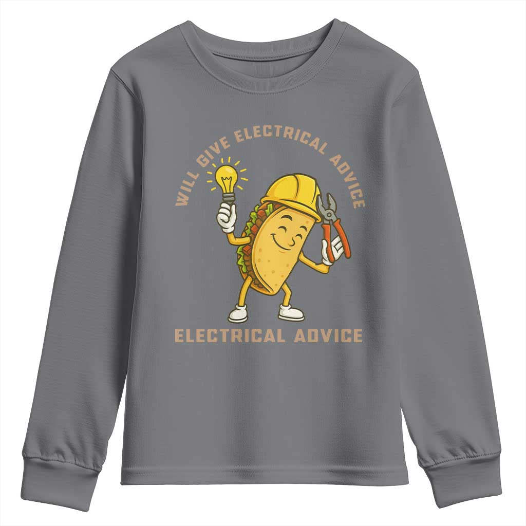 Funny Electrician Youth Sweatshirt This Electrician Will Work For Tacos - Wonder Print Shop