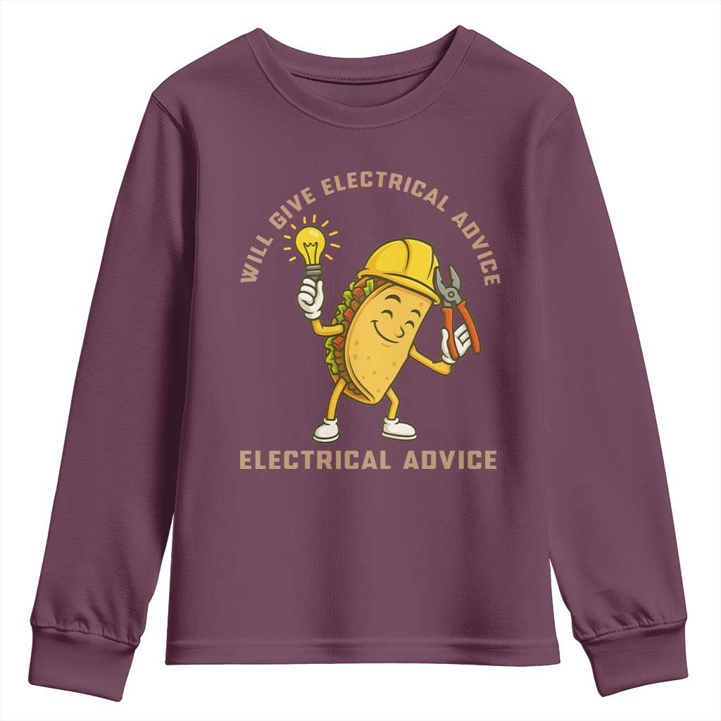 Funny Electrician Youth Sweatshirt This Electrician Will Work For Tacos - Wonder Print Shop