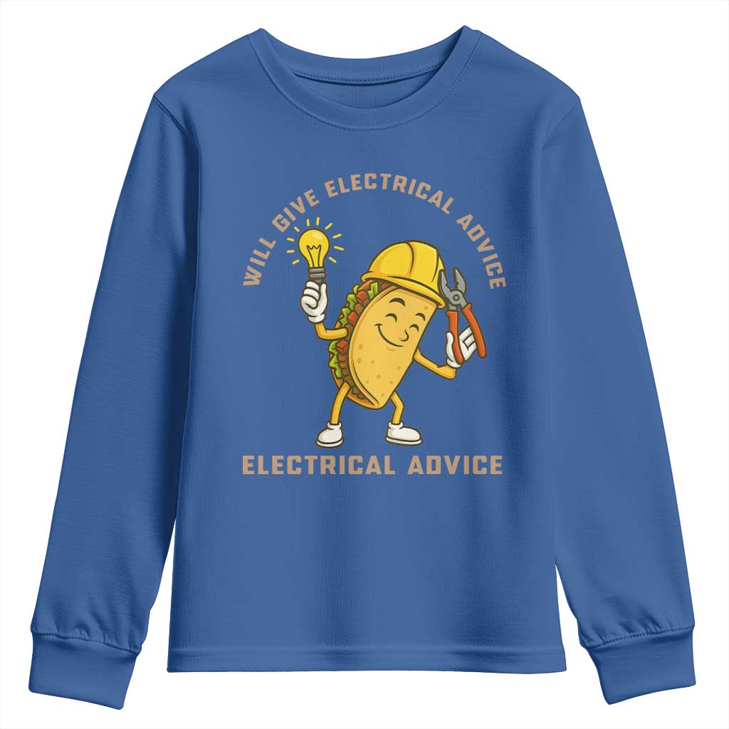 Funny Electrician Youth Sweatshirt This Electrician Will Work For Tacos - Wonder Print Shop