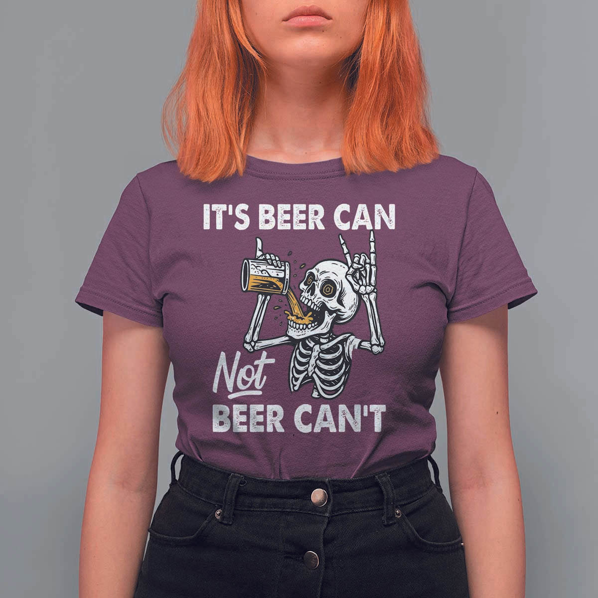 Funny Skeleton Beer T Shirt For Women It Is Beer Can Not Beer Can Not - Wonder Print Shop