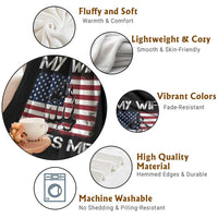 Funny Husband Sarcastic Throw Blanket American Flag My Wife Beats Me - Wonder Print Shop
