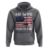 Funny Husband Sarcastic Hoodie American Flag My Wife Beats Me - Wonder Print Shop