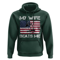 Funny Husband Sarcastic Hoodie American Flag My Wife Beats Me - Wonder Print Shop