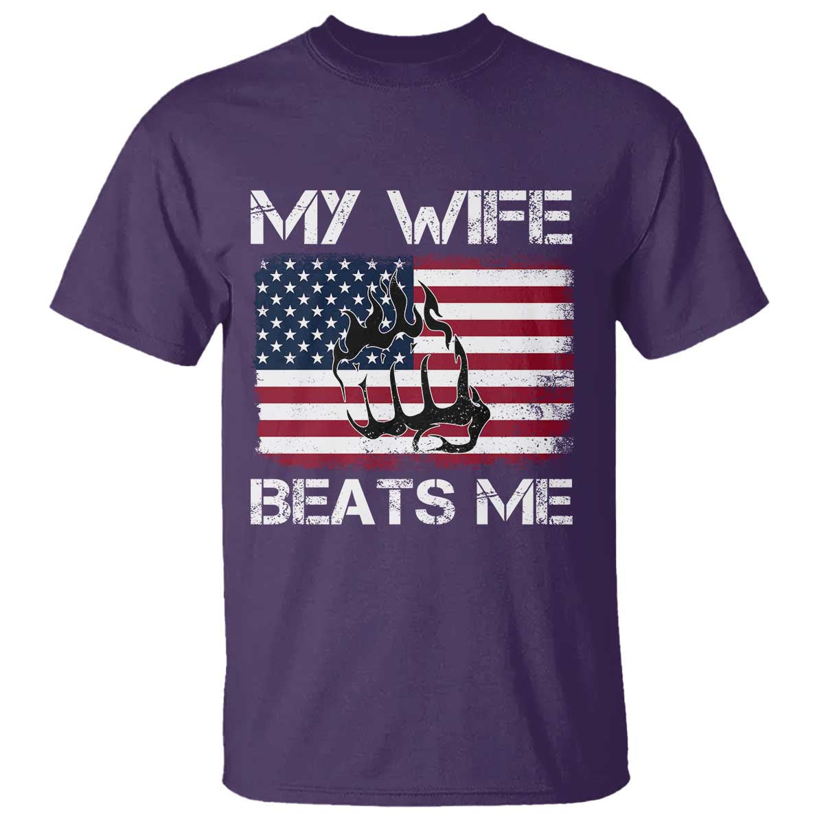 Funny Husband Sarcastic T Shirt American Flag My Wife Beats Me - Wonder Print Shop