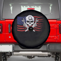Skeleton Mechanic Spare Tire Cover American Flag Patriotic Car Repair - Wonder Print Shop