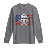 Skeleton Mechanic Long Sleeve Shirt American Flag Patriotic Car Repair - Wonder Print Shop