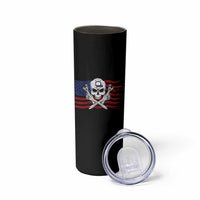 Skeleton Mechanic Skinny Tumbler American Flag Patriotic Car Repair