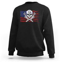 Skeleton Mechanic Sweatshirt American Flag Patriotic Car Repair - Wonder Print Shop