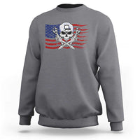 Skeleton Mechanic Sweatshirt American Flag Patriotic Car Repair - Wonder Print Shop