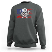 Skeleton Mechanic Sweatshirt American Flag Patriotic Car Repair - Wonder Print Shop