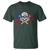 Skeleton Mechanic T Shirt American Flag Patriotic Car Repair - Wonder Print Shop