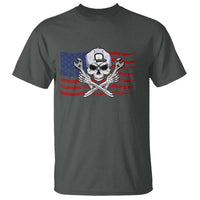 Skeleton Mechanic T Shirt American Flag Patriotic Car Repair - Wonder Print Shop