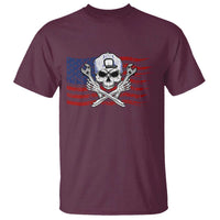 Skeleton Mechanic T Shirt American Flag Patriotic Car Repair - Wonder Print Shop