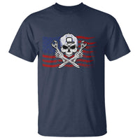 Skeleton Mechanic T Shirt American Flag Patriotic Car Repair - Wonder Print Shop