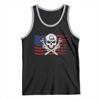 Skeleton Mechanic Tank Top American Flag Patriotic Car Repair - Wonder Print Shop